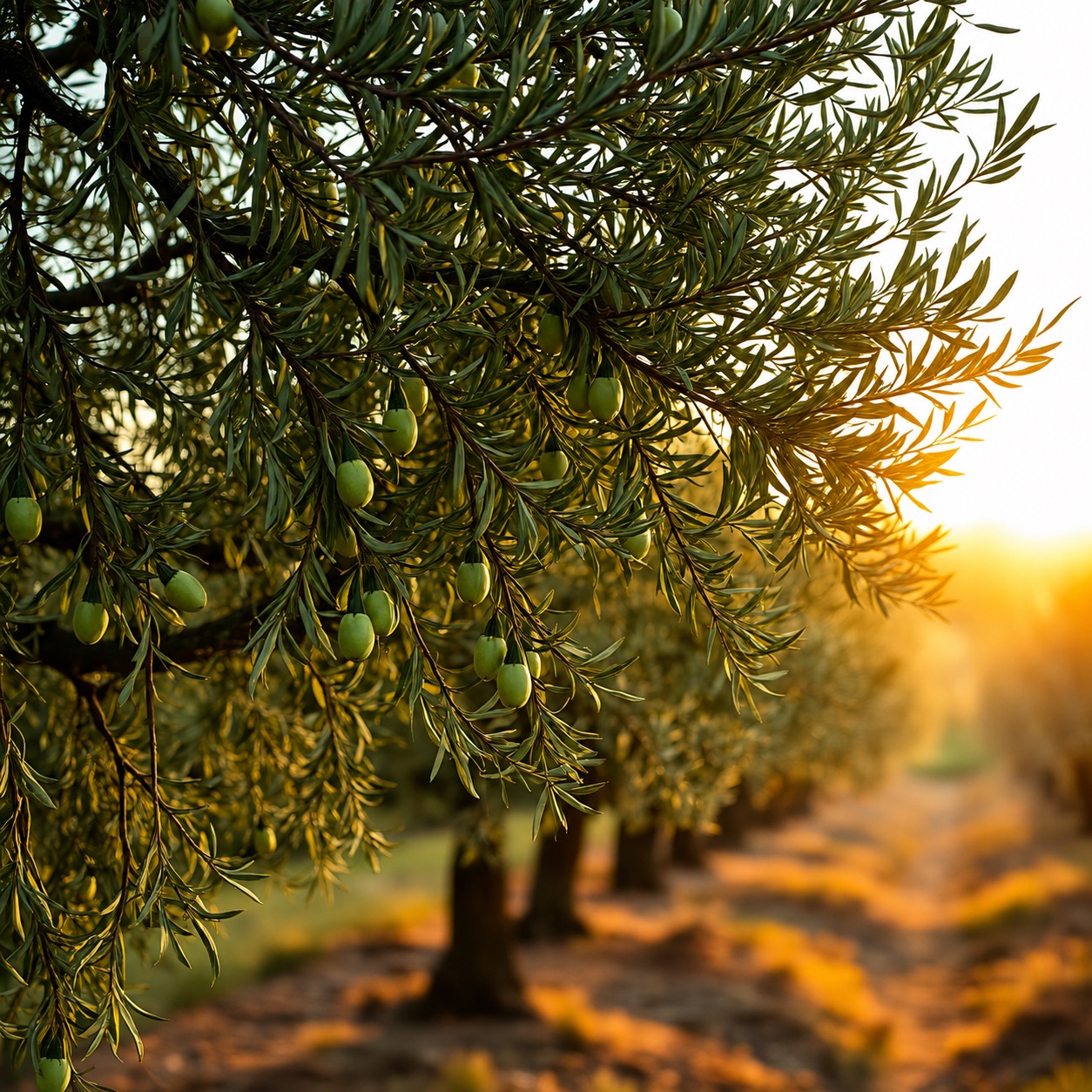Sardinian olive grove at golden hour