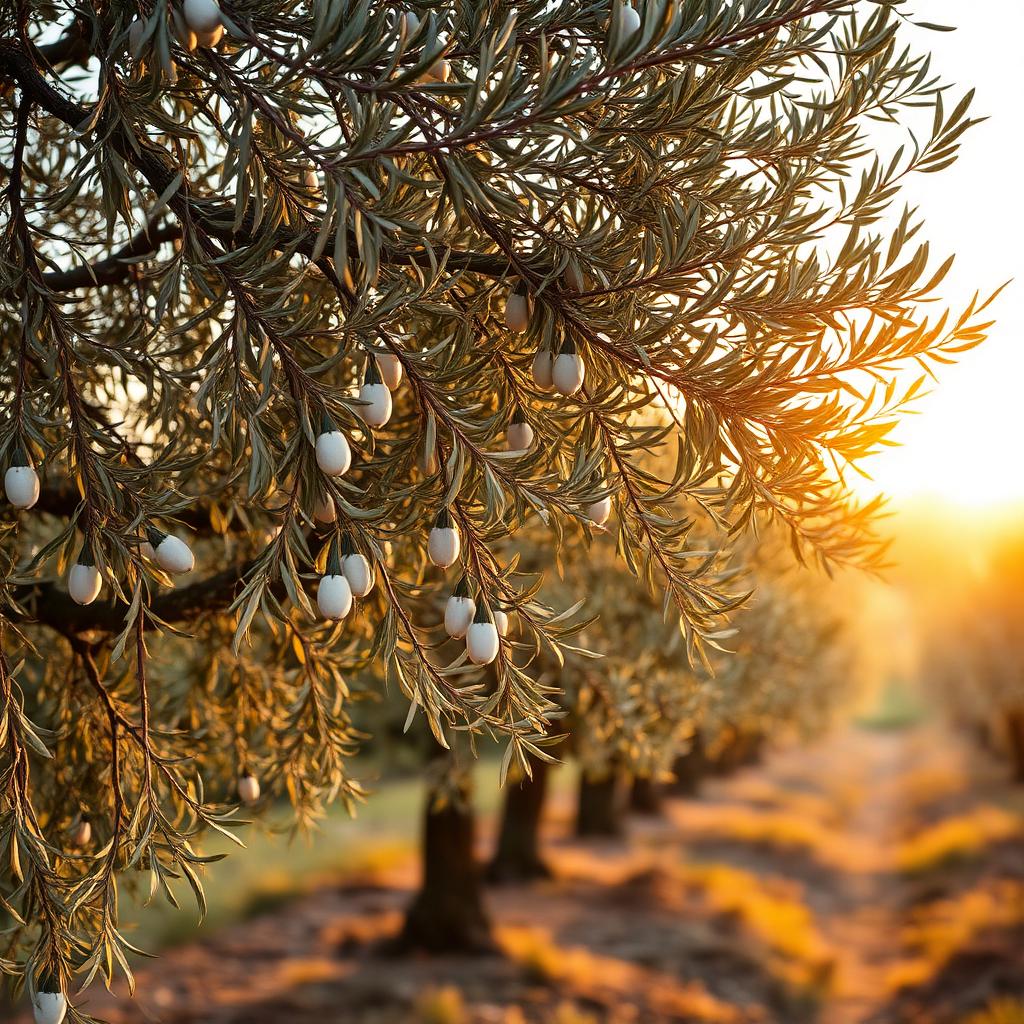 Sardinian olive grove at golden hour